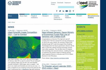 cfaed – Center for Advancing Electronics Dresden - Screenshot Webseite 12.03.21