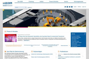 Helmholtz-Zentrum Dresden-Rossendorf - Screenshot Webseite 09.02.2022